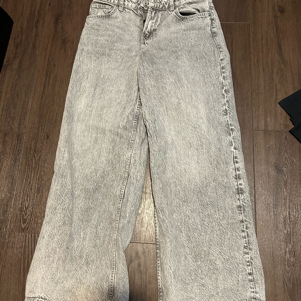 H&M Stonewashed Gray Wide Leg Jeans